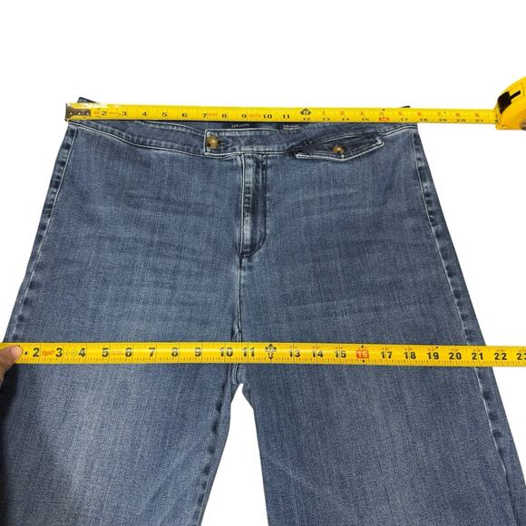 J Jill Jeans Women's Tab Waist Full Leg Crops Sz 12 Preppy Prep - Picture 7 of 8
